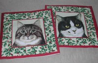 Weihnacht Servietten beige mit 4 Katzenporträt